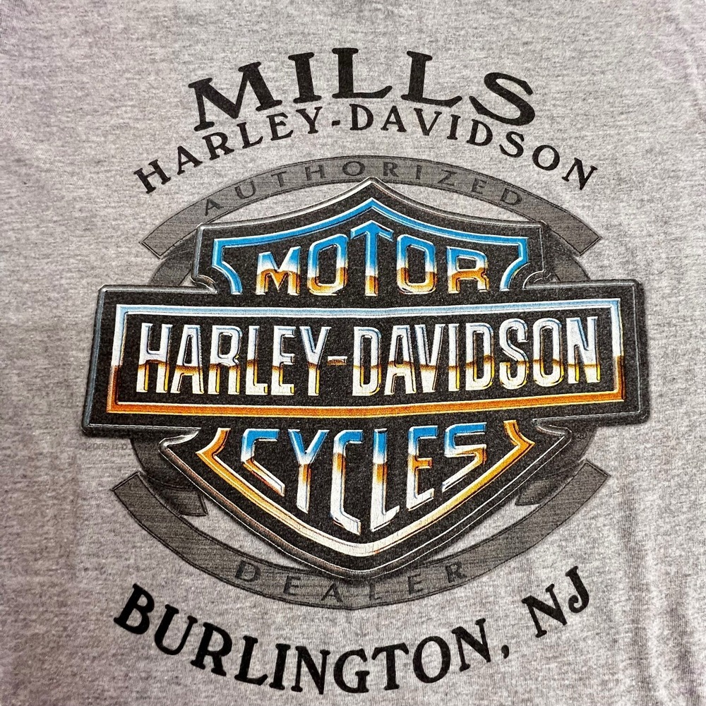 Harley Davidson Shirt Skull Chrome Liquid Metal Tribal USA Y2K M Burlington NJ